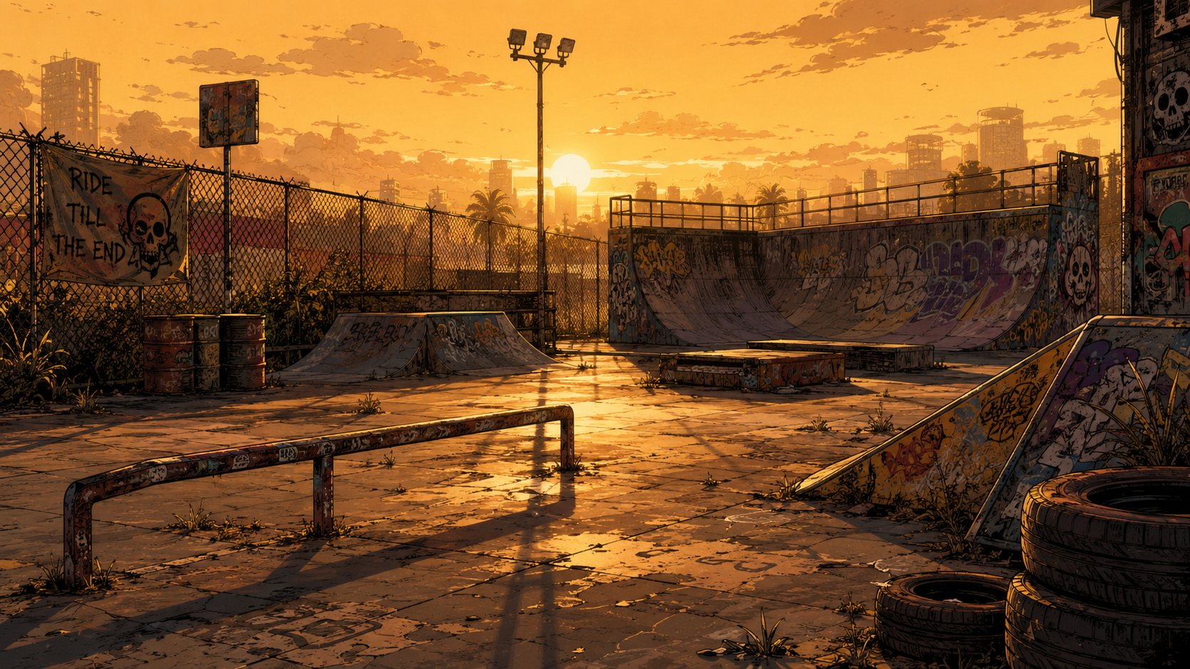 El mismo park despejado y listo para patinar